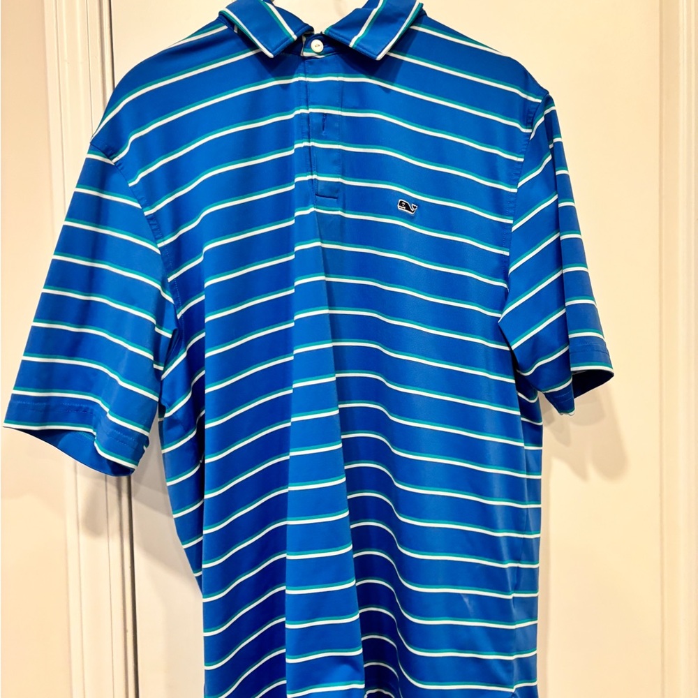 Vineyard Vines performance Blue Striped Polo Shirt